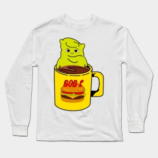 Burger Bob’s Coffee Mug With Melted Kuchi Kopi Illustration Long Sleeve T-Shirt